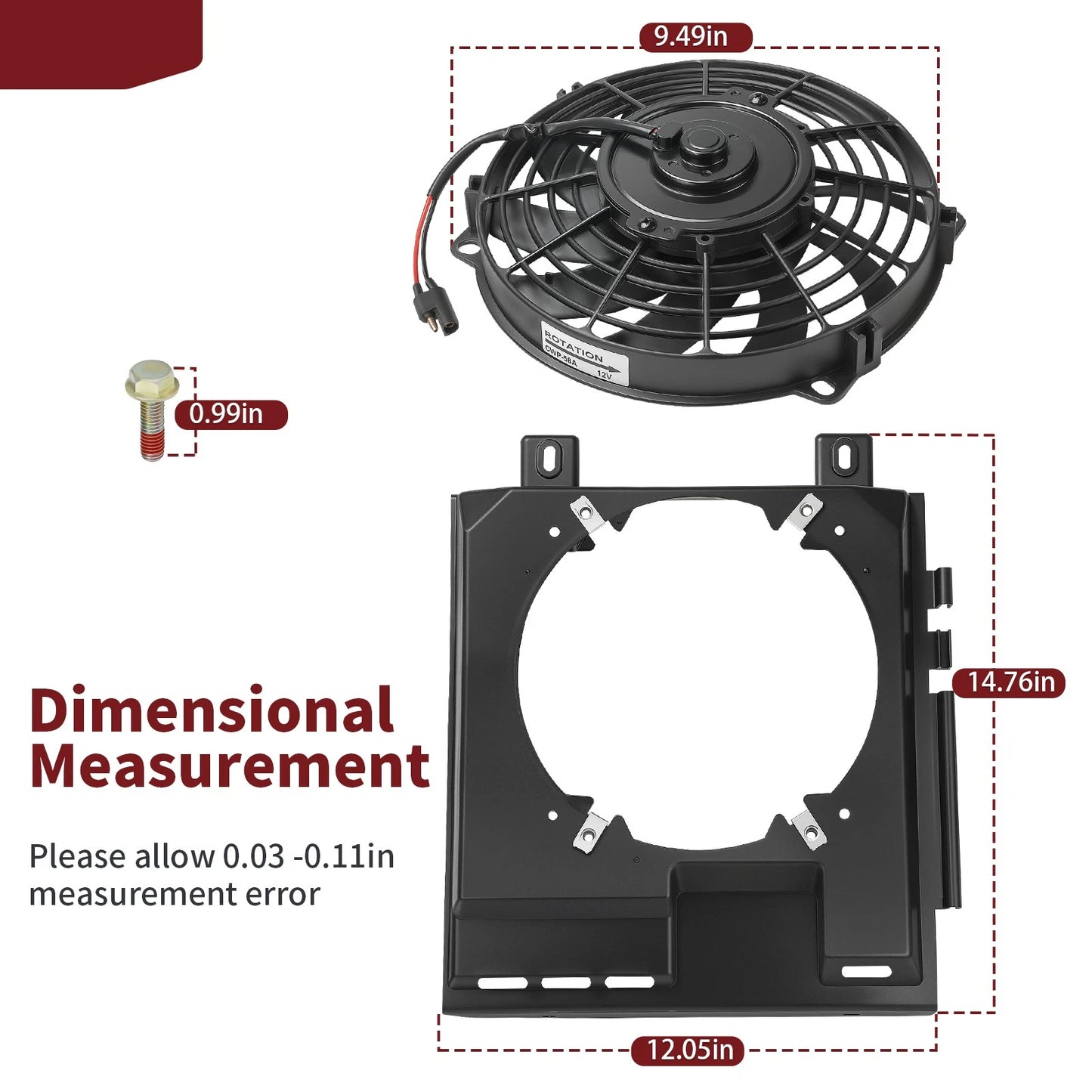 Radiator Cooling Fan W/ Shroud for Polaris Sportsman 400 500 (2000–2004)