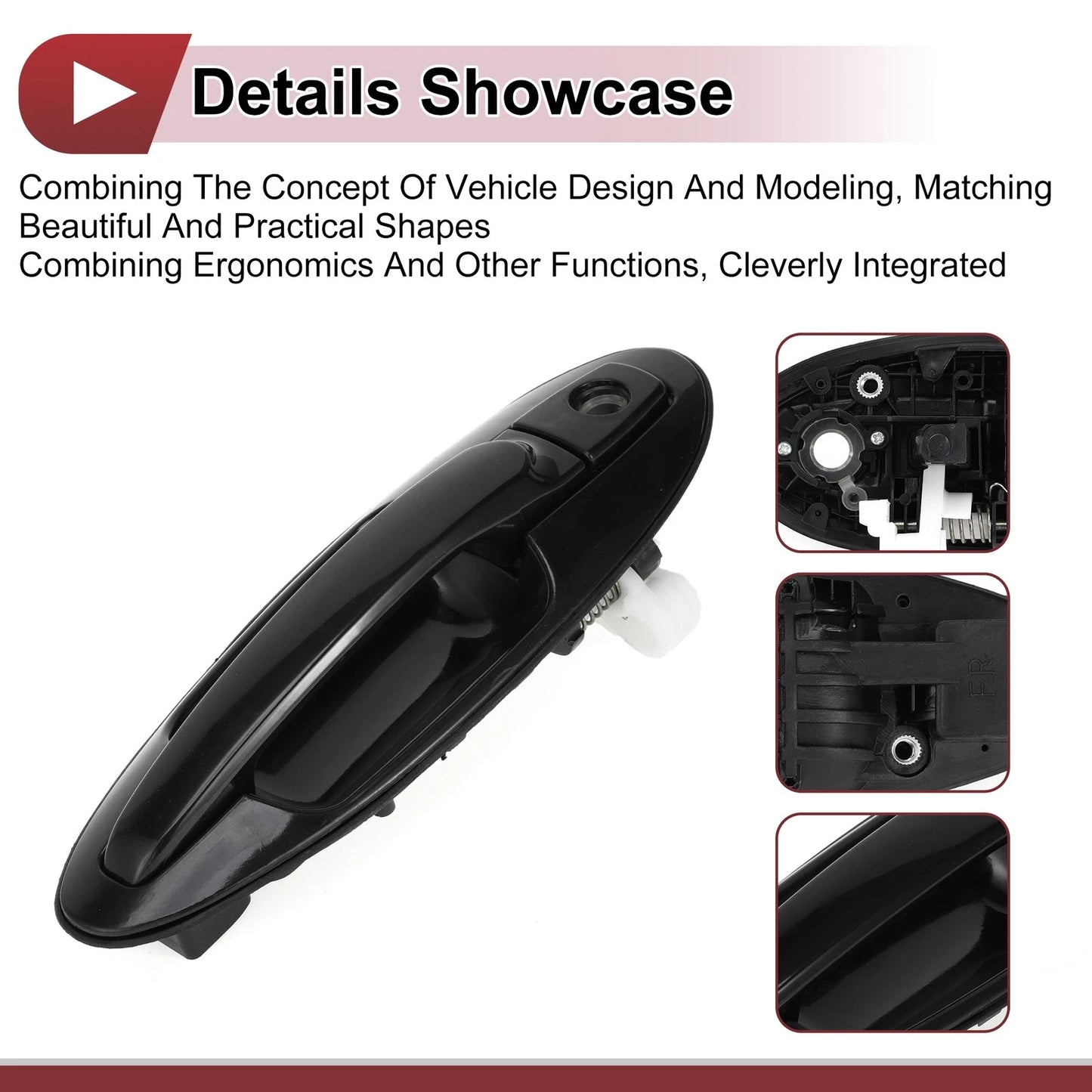 Exterior Door Handle for Hyundai Sonata Front Right Black ABS (2011-2014)