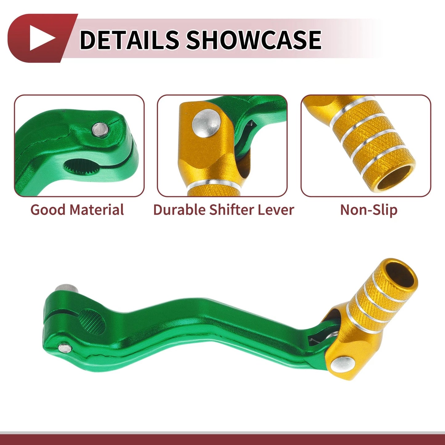 Folding Motorcycle Gear Shifter Lever / 1 Pc for Kayo T2 Green Gold Tone