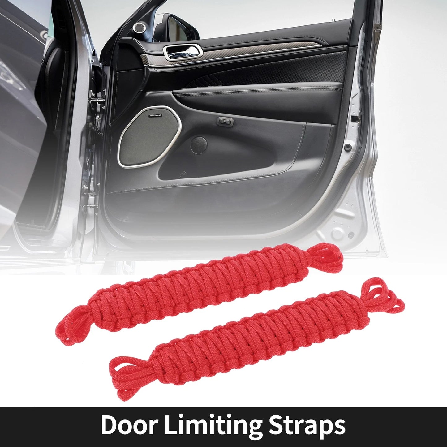2 x Door Limiting Straps for Jeep Wrangler TJ JK JKU (2007-2018) - Red