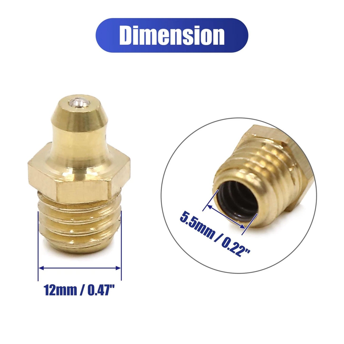 6pcs M10 x 1.5 Thread Brass Grease Nipple Fitting for Car