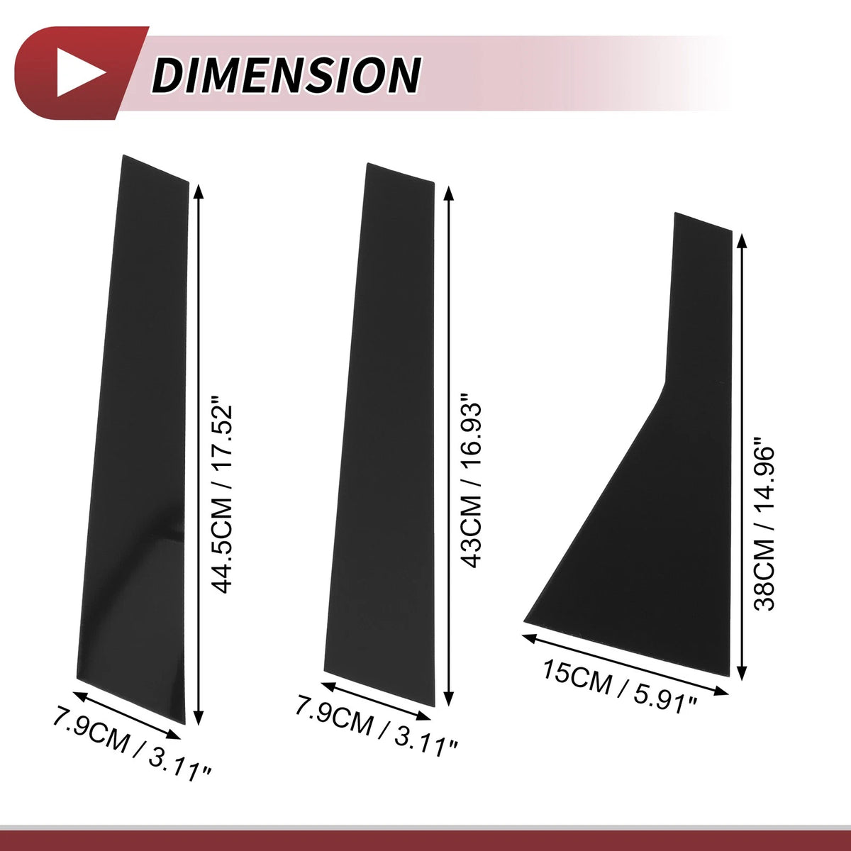6 Pcs Door Pillar Window Trim for Nissan Rogue (2021-2023) Black