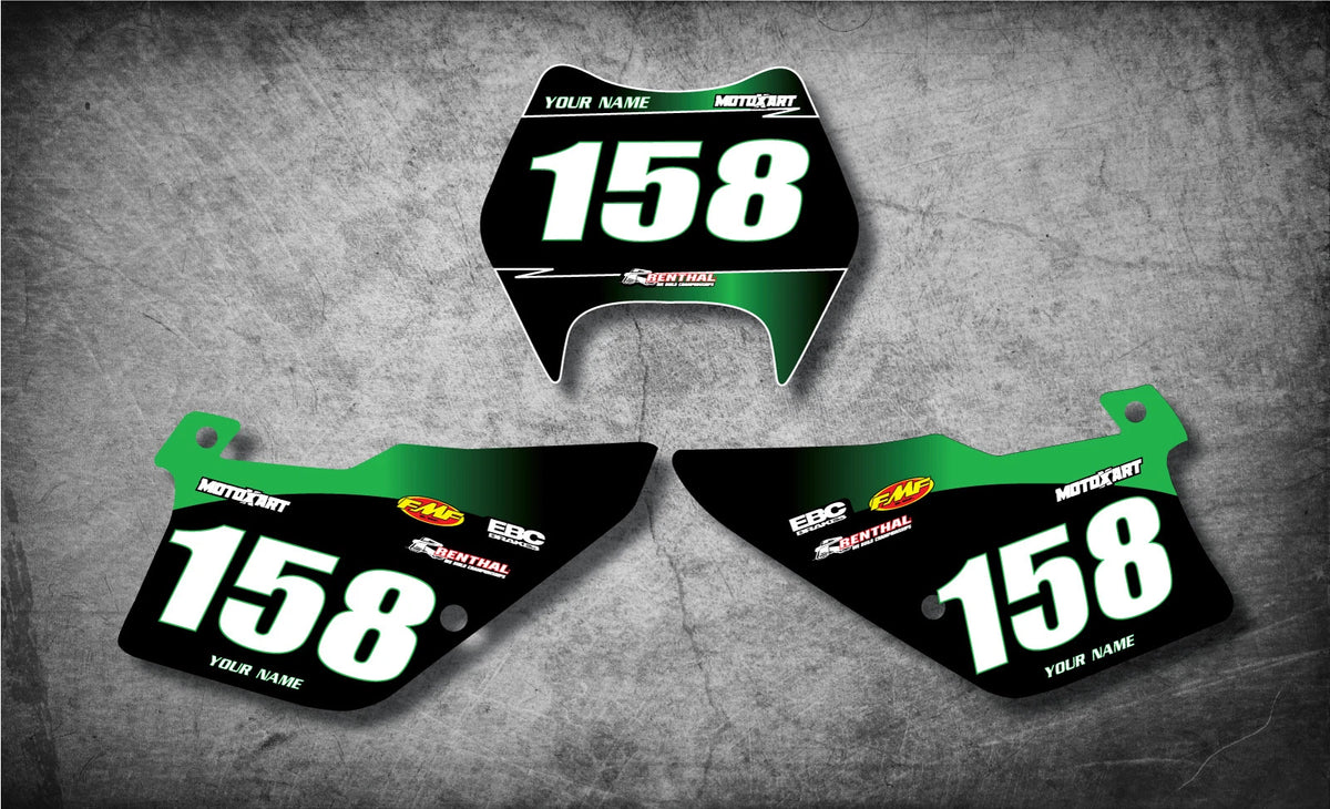 Custom Number Plates for Kawasaki KDX 200 (1995-2006) - SUNRISE Style Decals