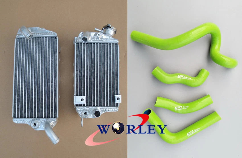 Aluminum Radiator & Green Silicone Hoses for Kawasaki KLX650 (1993-1996)