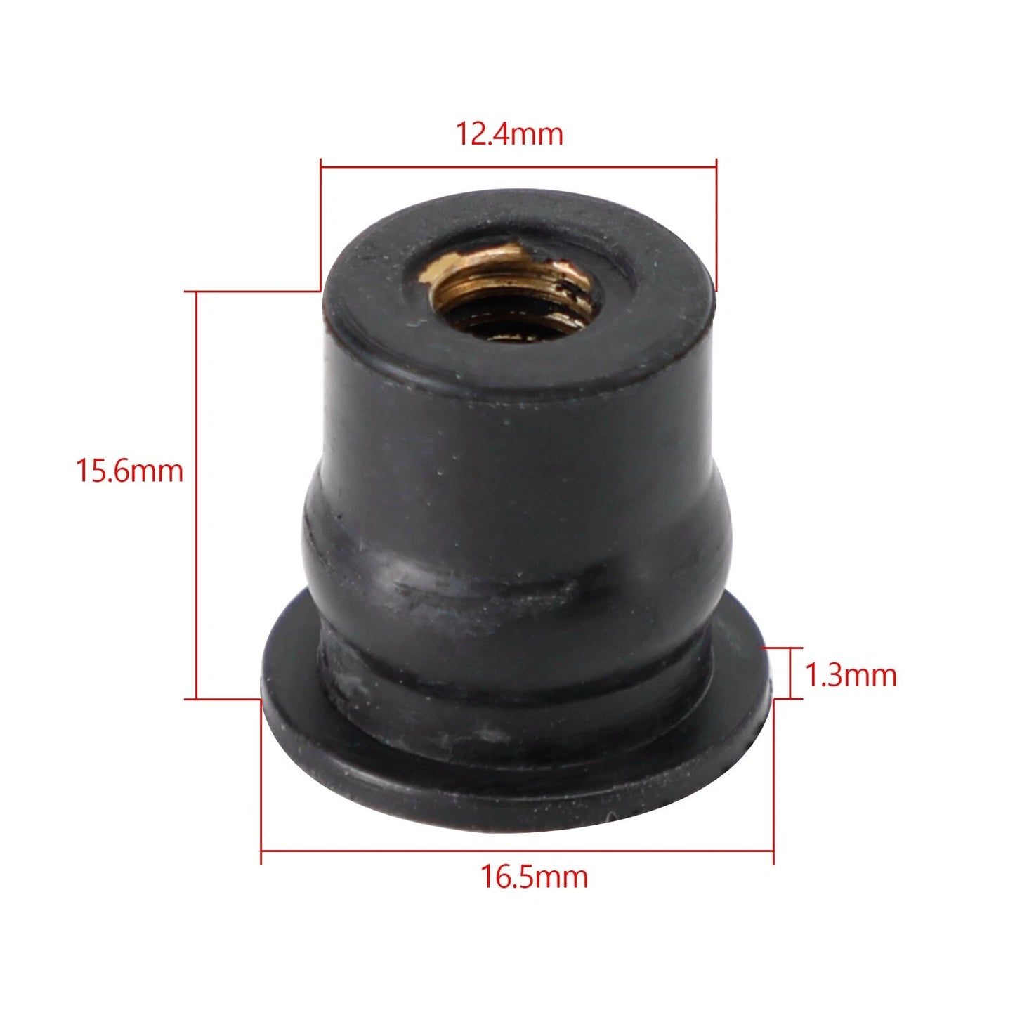 6 x Neoprene Rubber Nuts for M6 Vibration Damper Fairing Attachment