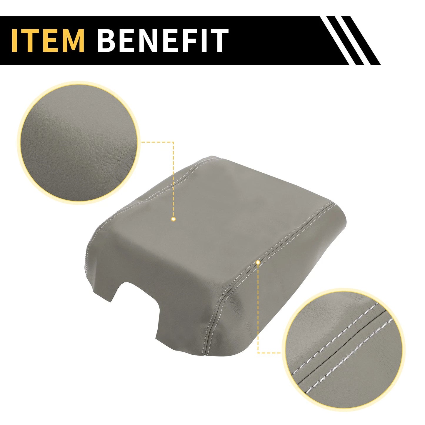 Console Lid Armrest Cover for Ford F-150 (2015-2020) Microfiber Leather Grey