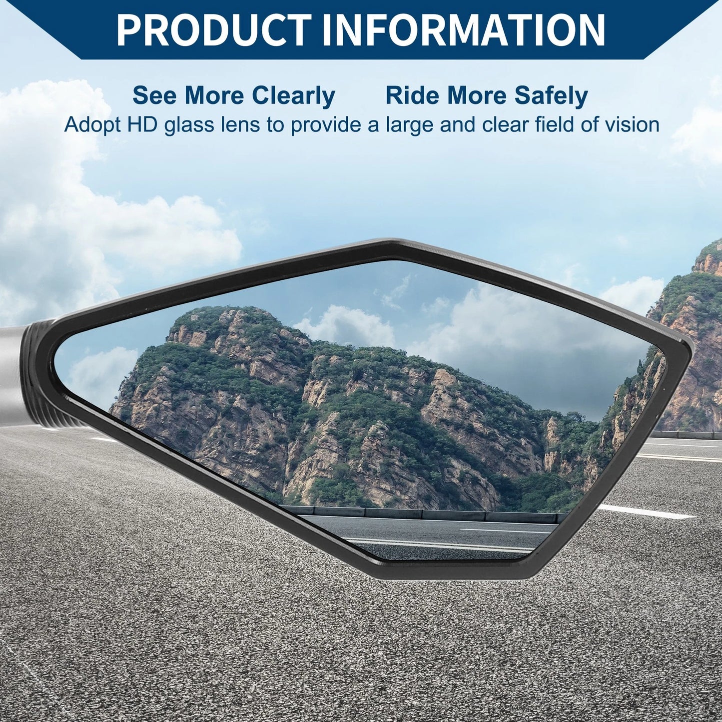 M8/M10 / 1 Set / Rear View Mirrors Prismatic Shape Black Silver Tone