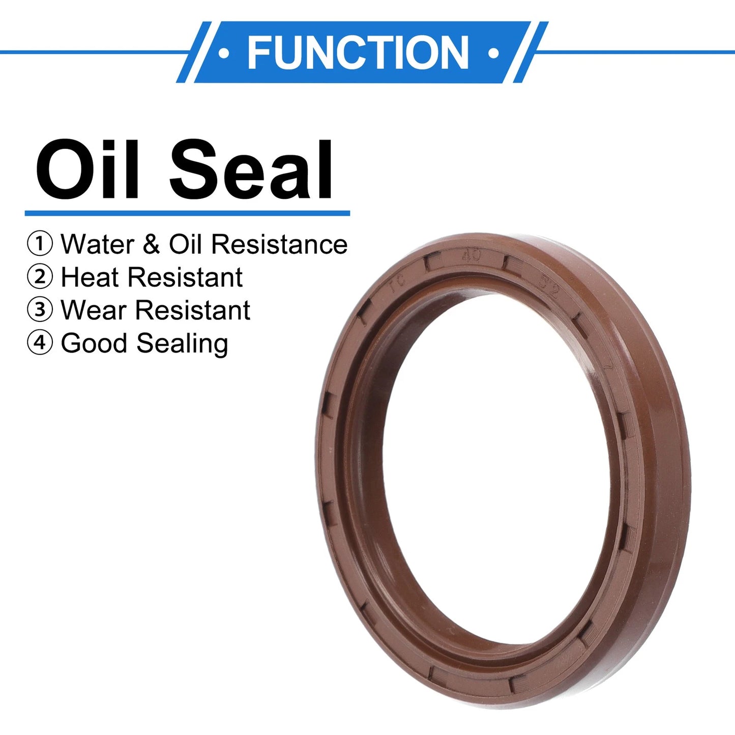 Oil Seal Rotary Shaft Seal FKM Rubber 40x52x7mm Brown 2 x Pcs