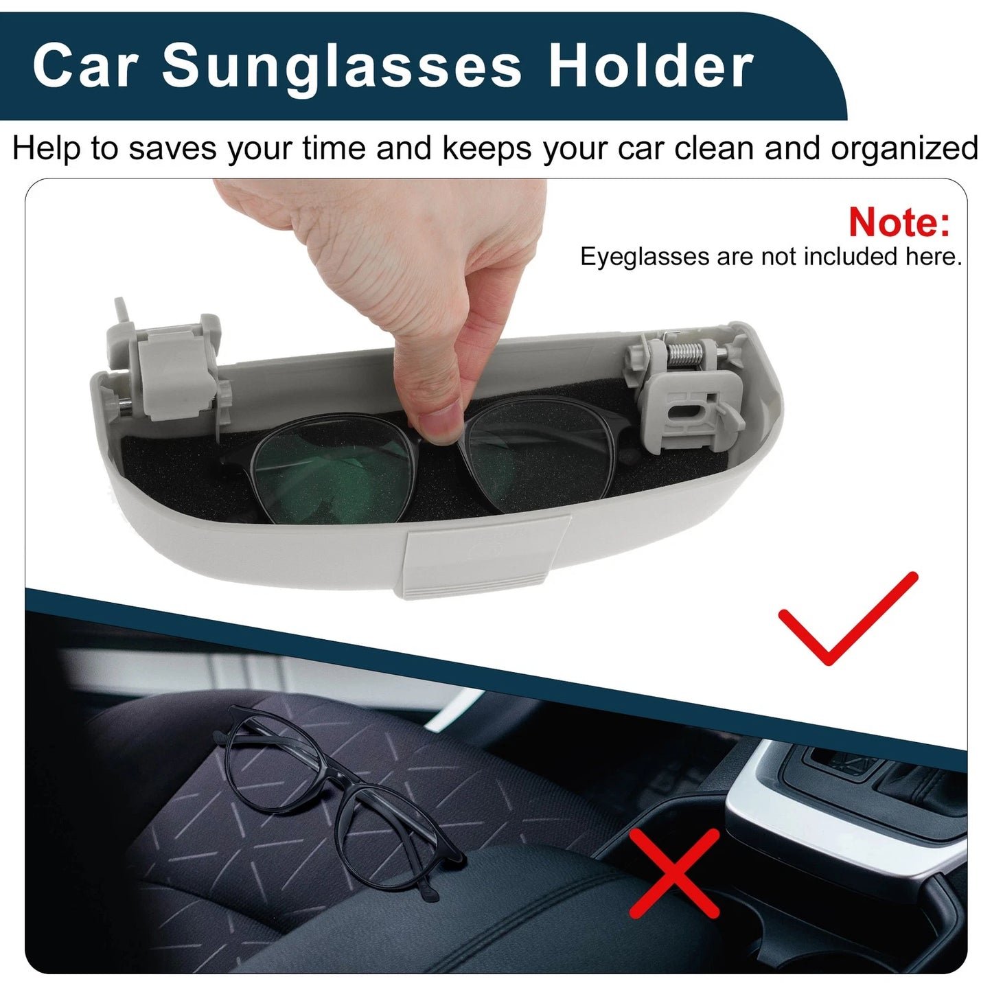 Sunglasses Case for Mitsubishi Lancer Eyeglasses Holder Storage Box Grey