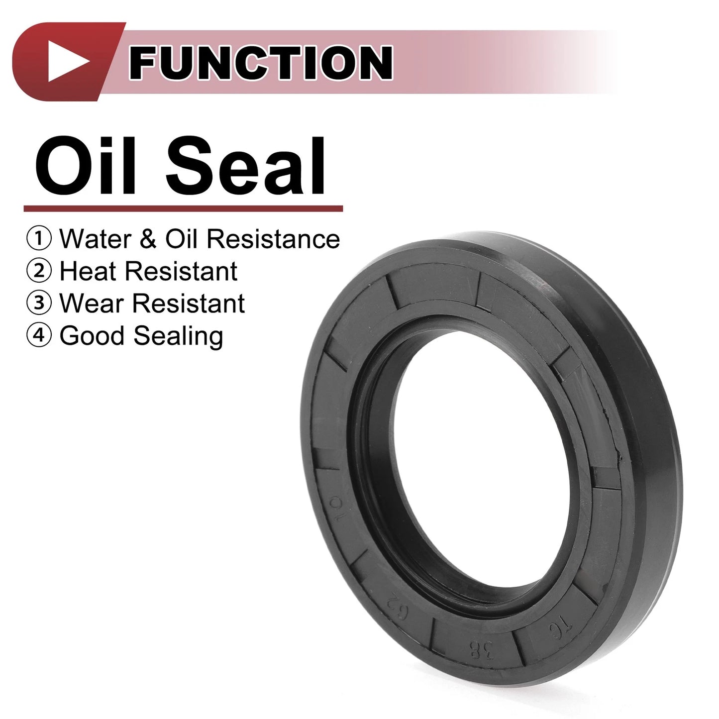 Rotary Shaft Seal 38x62x10mm 5 Pcs Oil Seal Nitrile 70 Durometer Rubber Black