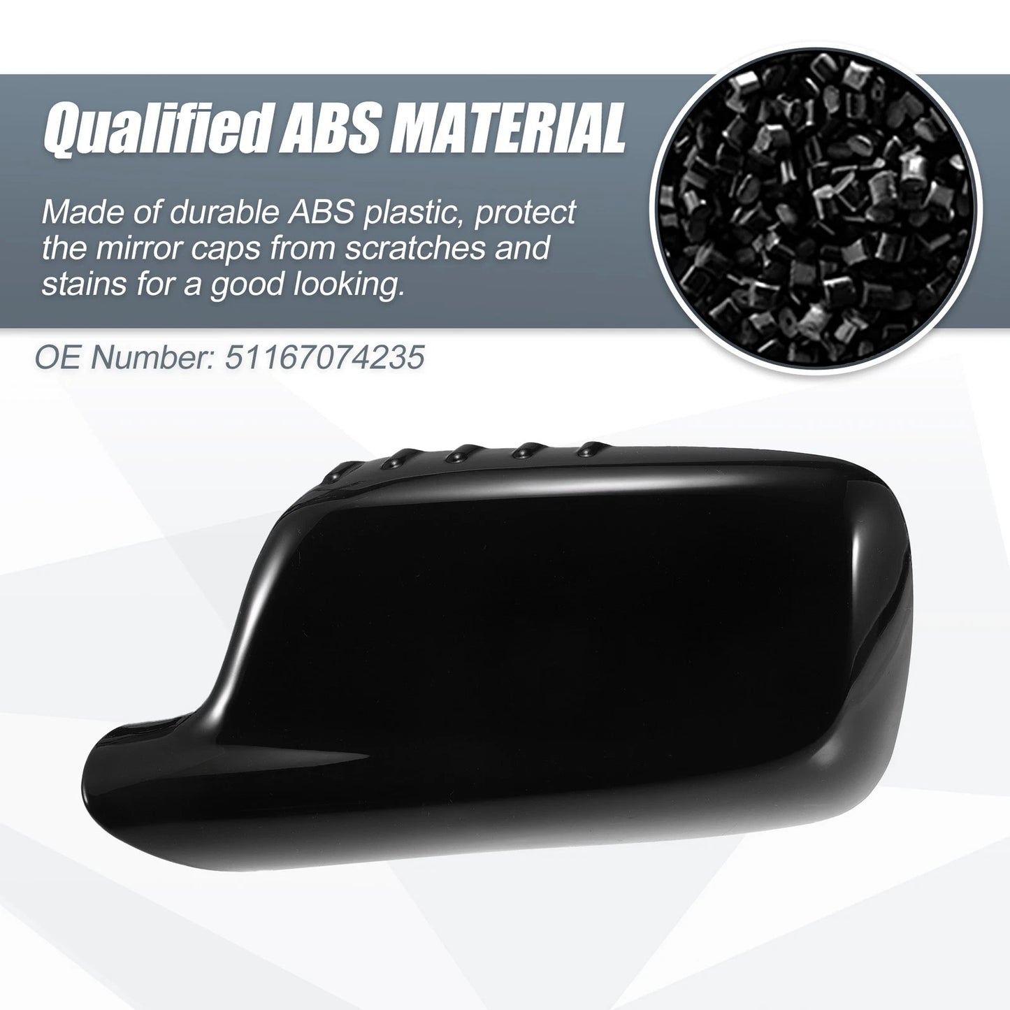 Left Side Mirror Cover Cap Gloss Black for BMW 3 Series, 7 Series (2000-2006)