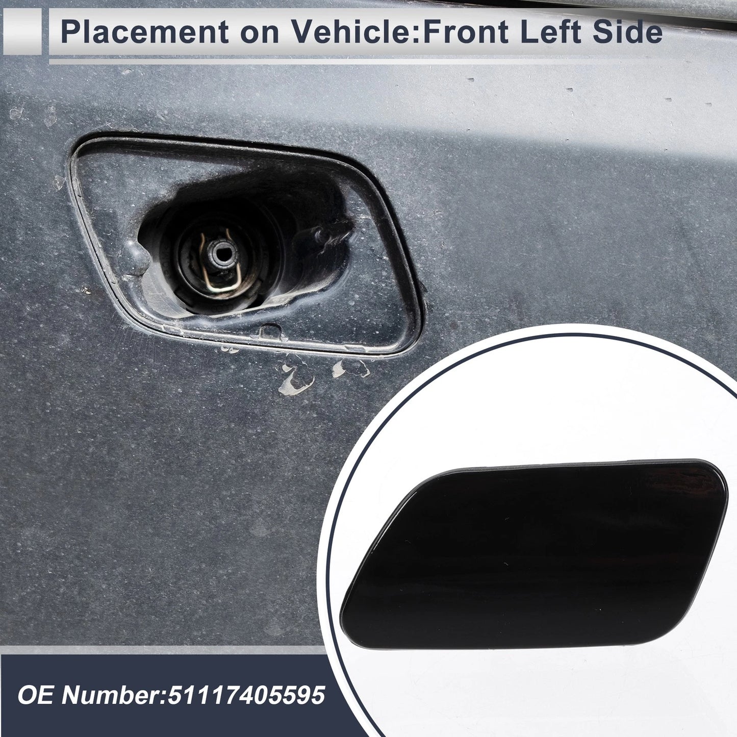 Bumper Headlight Washer Nozzle Cover for BMW 740i (1993-2001)