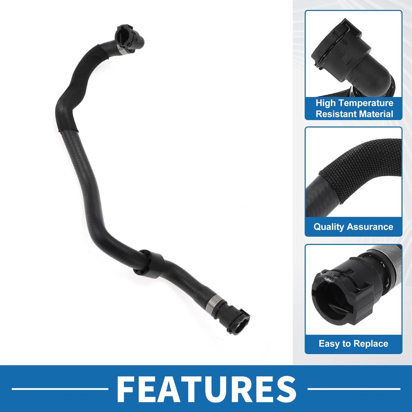 Radiator Hose for BMW 740i 3.0L (2011-2012) Rubber Black 1 x Piece