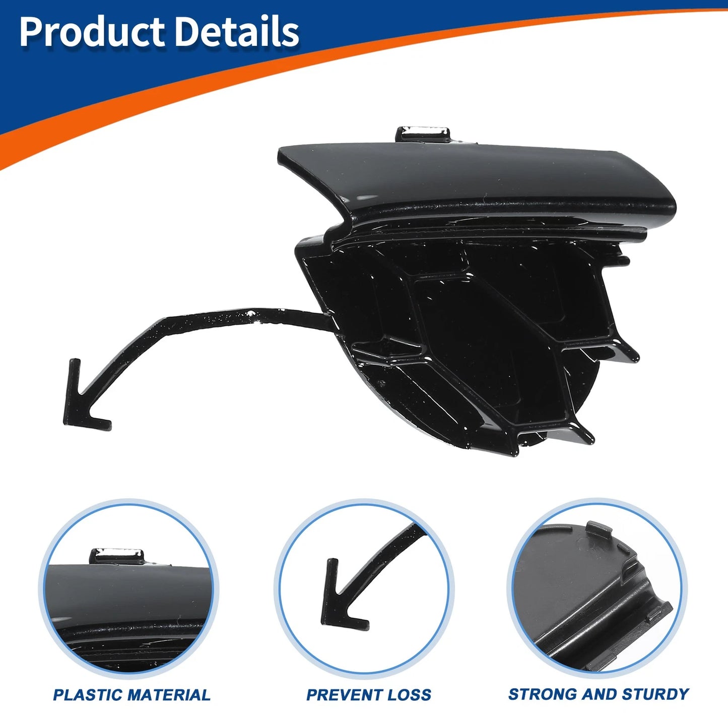 Front Right Tow Hook Cover for Ford Focus (2014-2018) Gloss Black