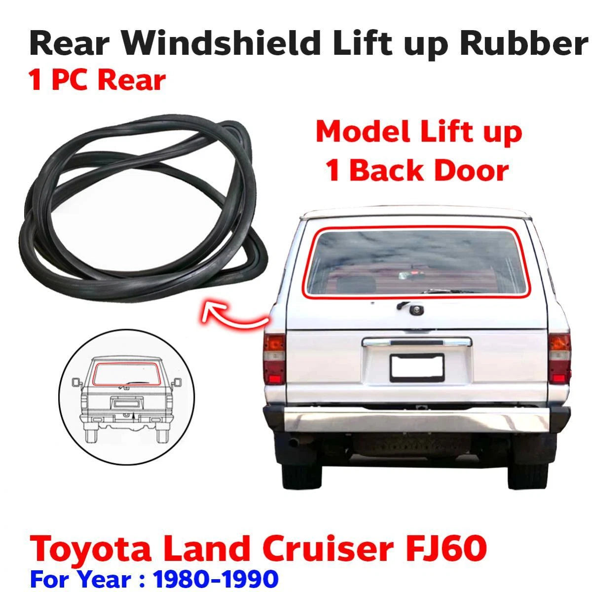 Rear Windshield Rubber Seal Fits Toyota Land Cruiser FJ60 HJ60 FJ62 1980-1990