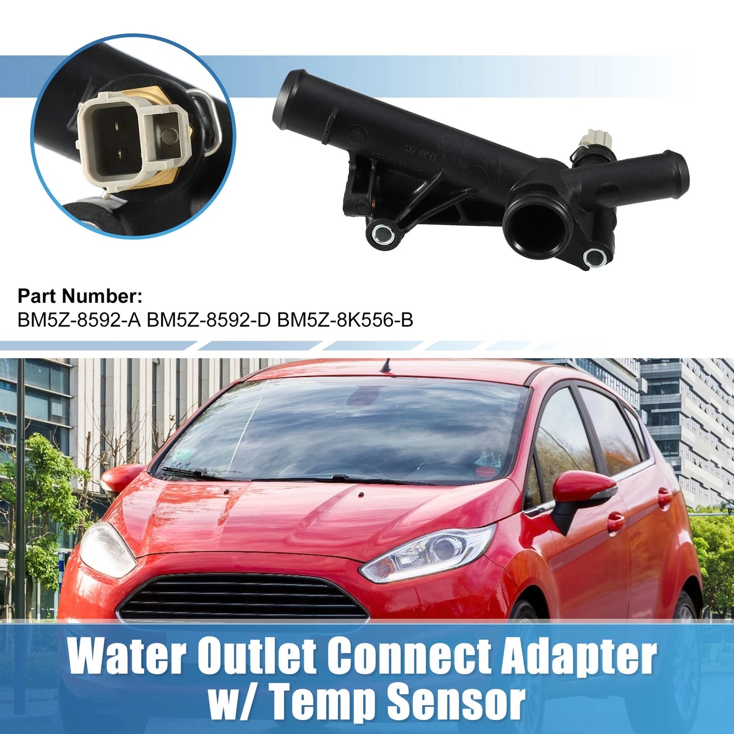 Engine Water Outlet Connect Adapter w/ Sensor for Ford Escape, Fusion (2013-2020)