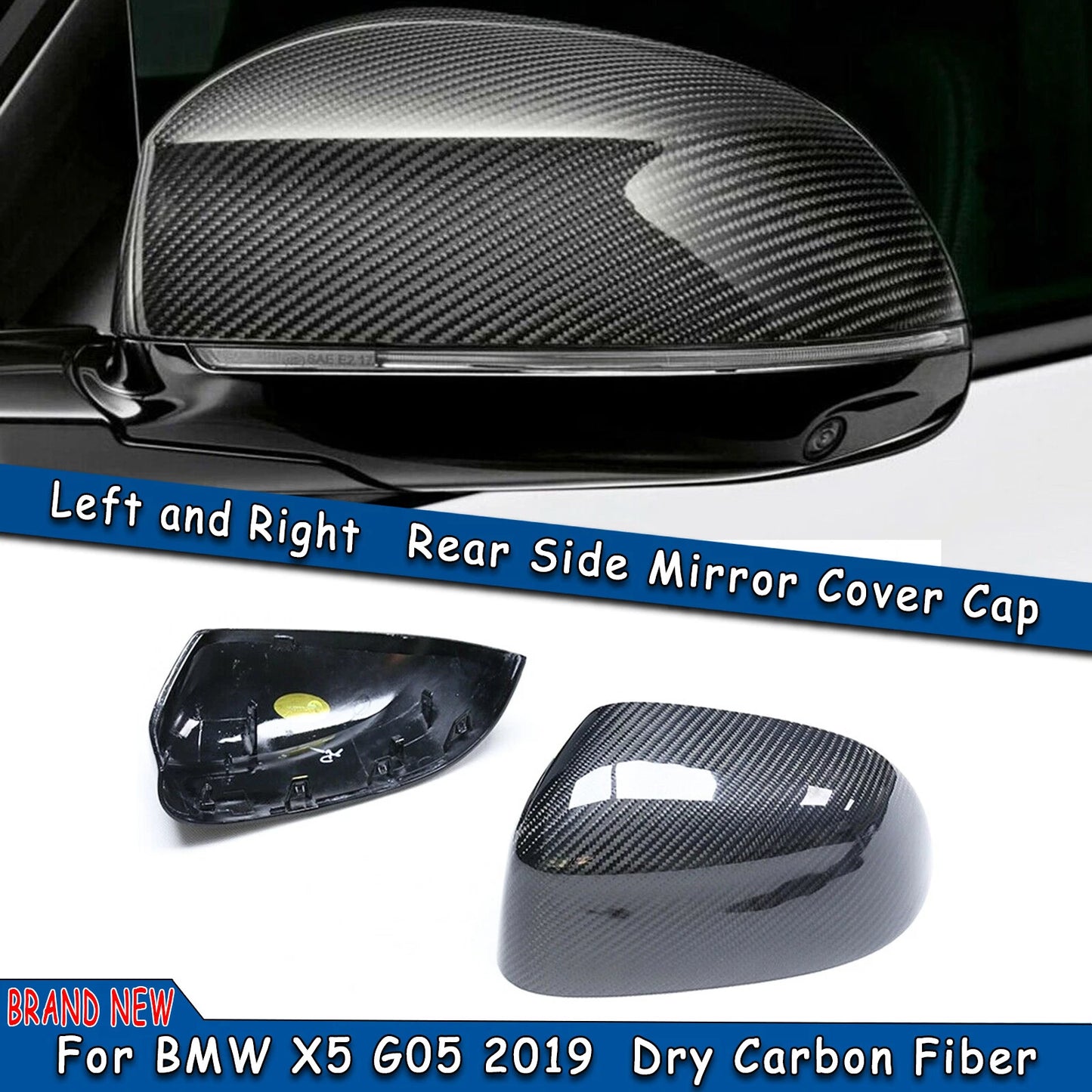 Mirror Cover Caps for BMW X5 G05 (2019-2023) Carbon Fiber 2 x Pieces
