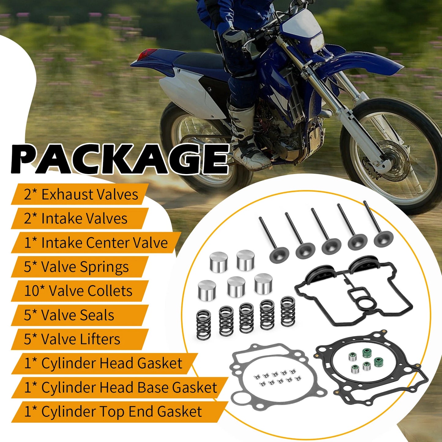 Intake Exhaust Valve & Gasket Seal Kit for Yamaha YFZ450/YFZ450X 2004-09