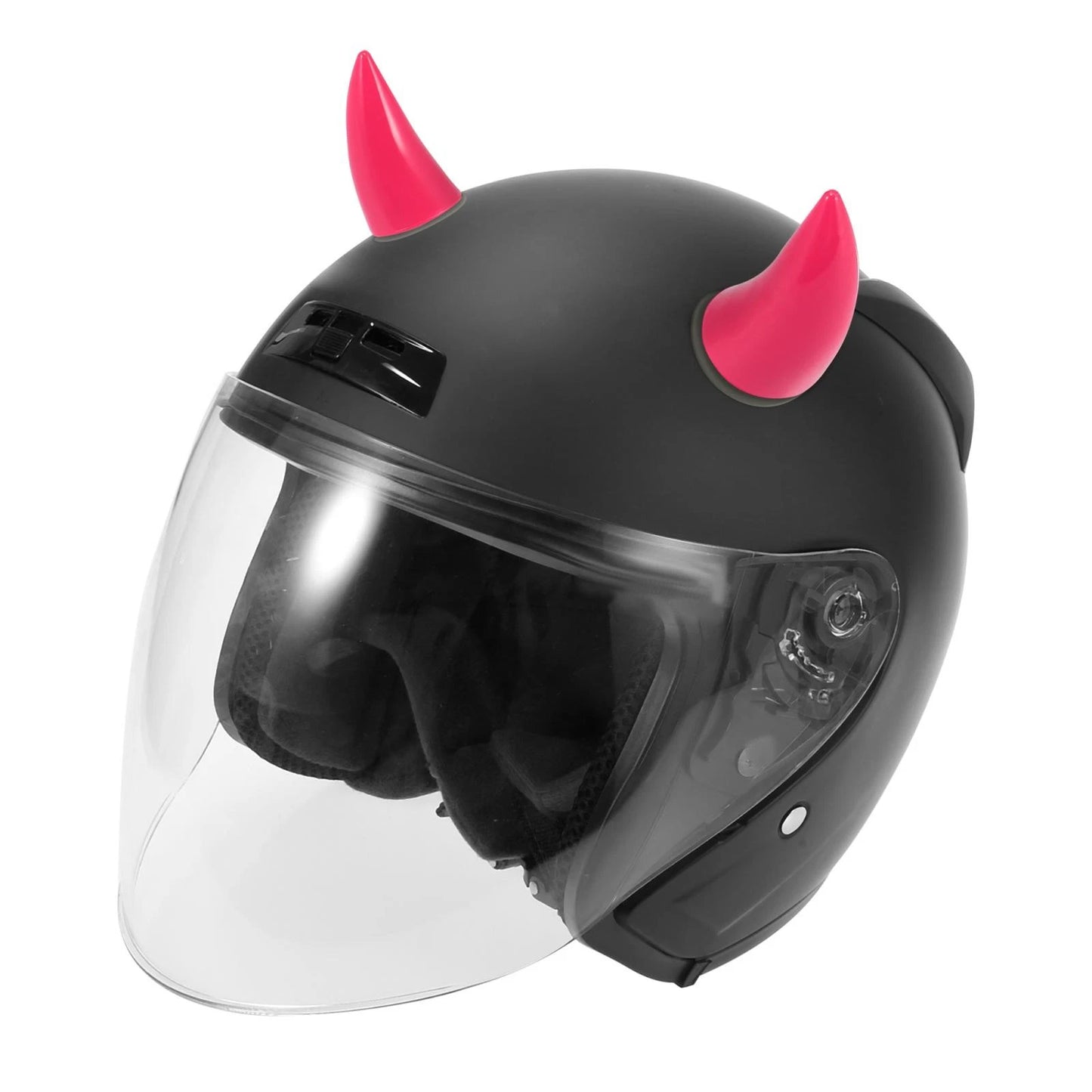 2 x Helmet Bull Horn Style Decoration Suction Cup Dark Pink Car Motorcycle