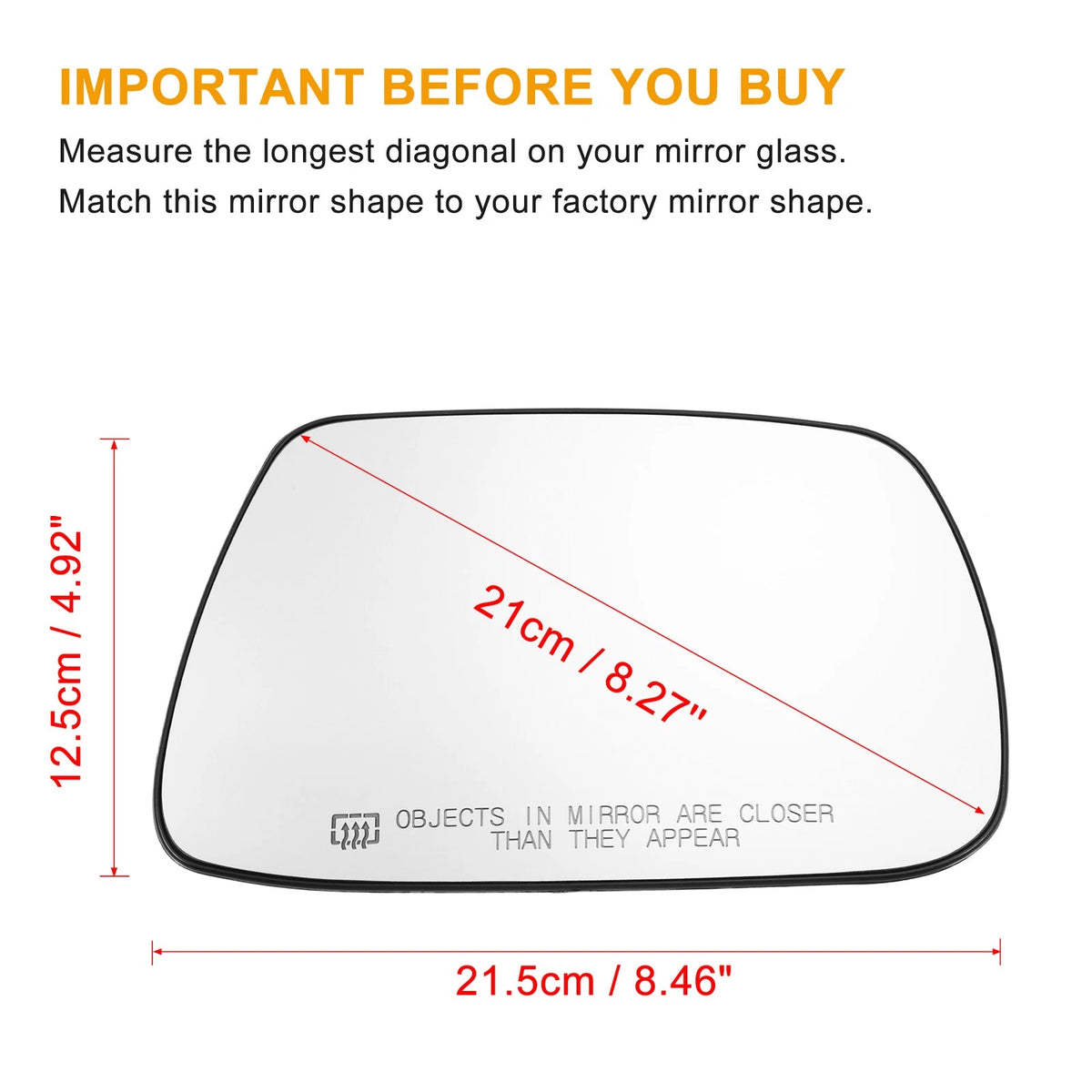 Heated Right Rearview Mirror Glass for Jeep Grand Cherokee (1999-2023)