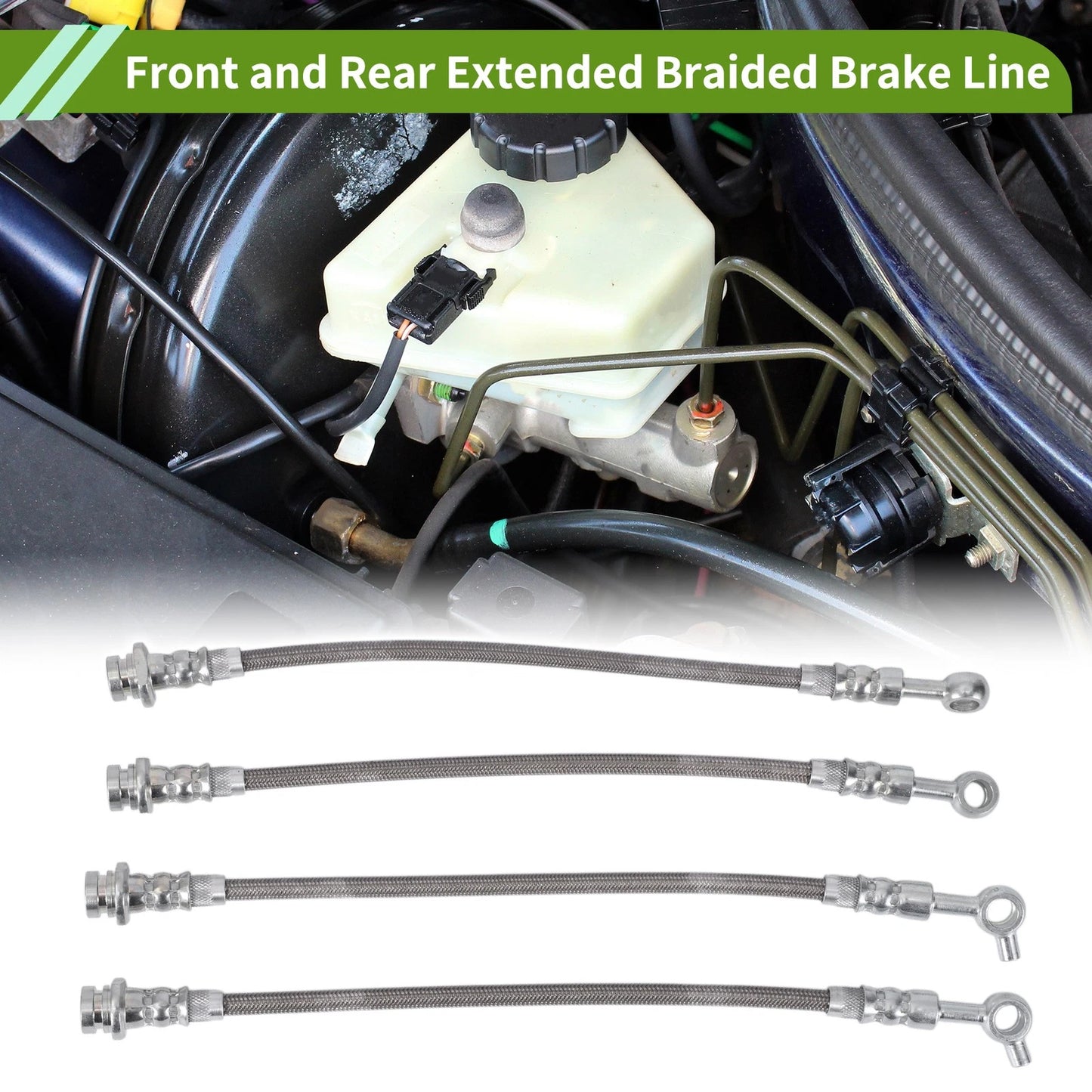 4 x Extended Braided Brake Line Hose for Nissan Patrol GQ Y60 (88-97)