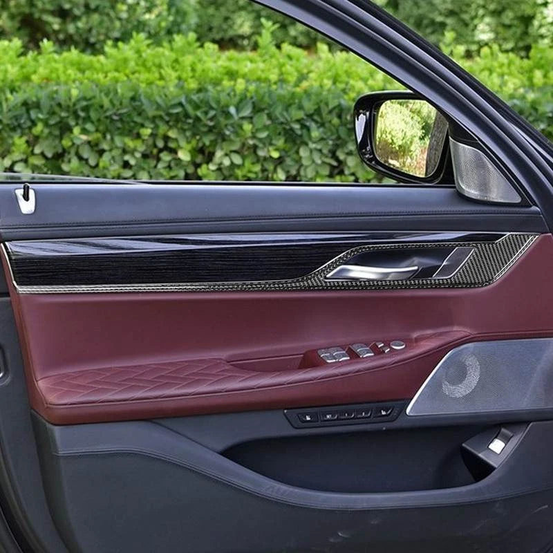 Soft Carbon Fiber Front Door Handle Panel Trim for BMW 7 Series G11 2016-2022