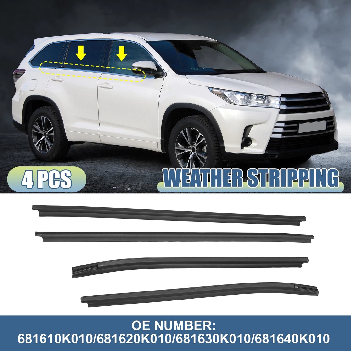 4 Pcs Window Glass Seals for Toyota Hilux SR5/Vigo (2005-2015)