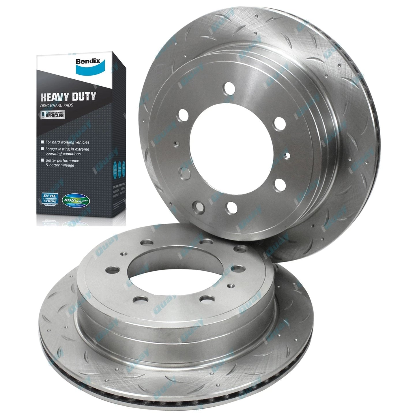 Rear Slotted Drilled Disc Rotors & Brake Pads for Prado 120 Series (2002-2009)