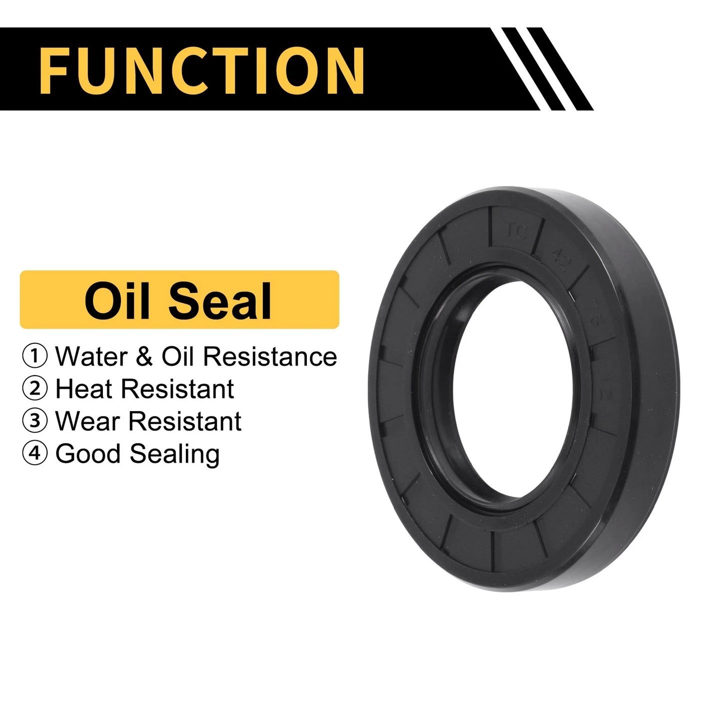Oil Seal 42x75x12mm Black 5 Pcs Rotary Shaft Seal NBR Rubber for MakeModel