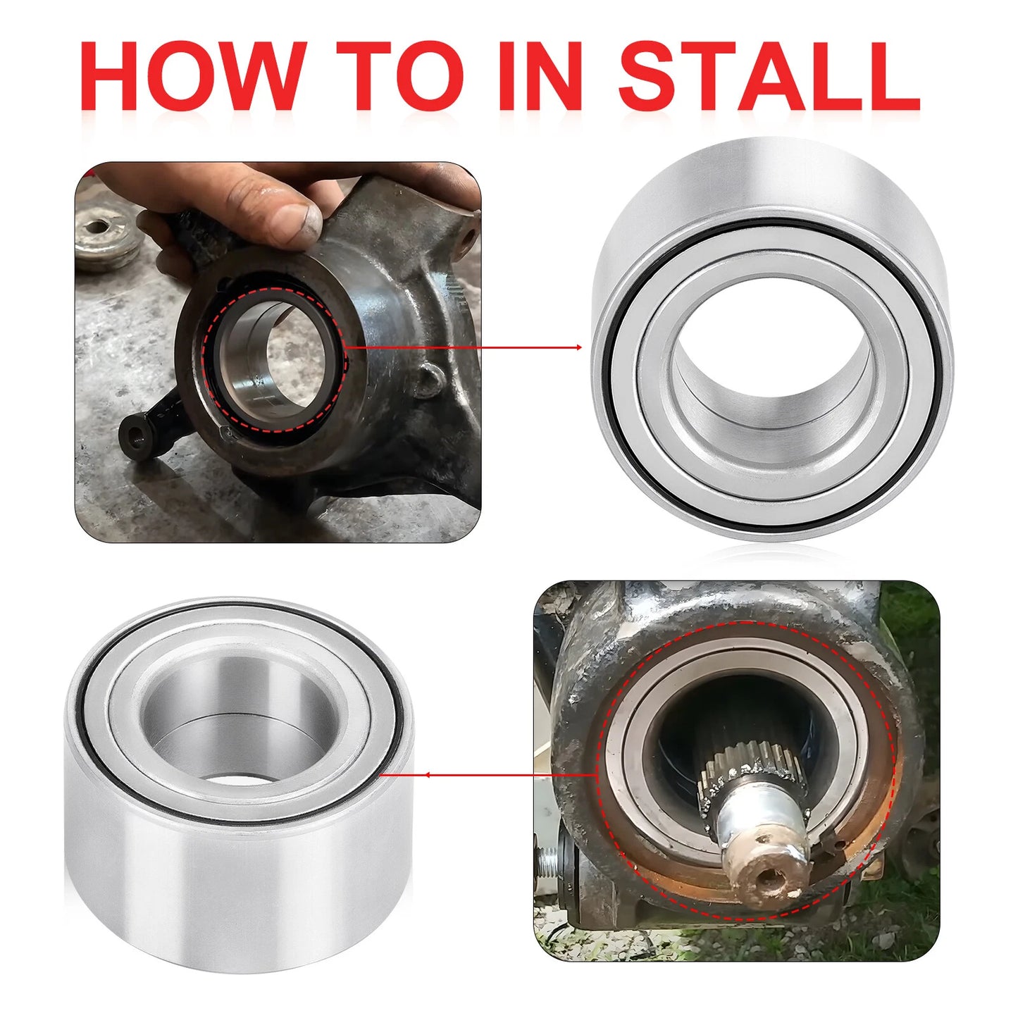 Front & Rear Wheel Bearing w/Circlip for Honda Pioneer 1000/1000-5 (2016-2022)