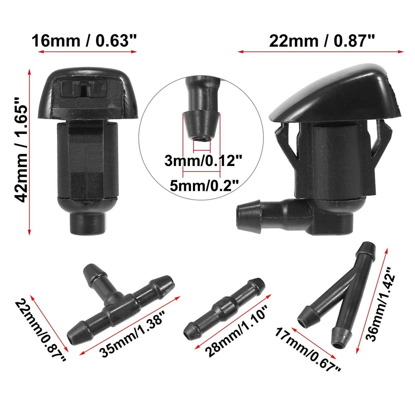 4pcs Front Windshield Washer Nozzle for Toyota Solara w/ 6-Connector