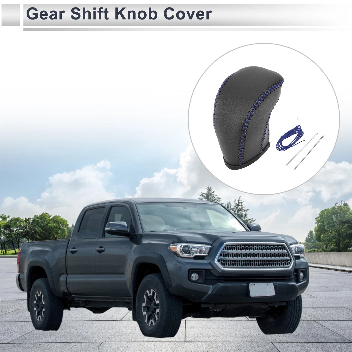 Car Gear Shift Knob Cover for Toyota Tacoma (2016-2022) Black Blue