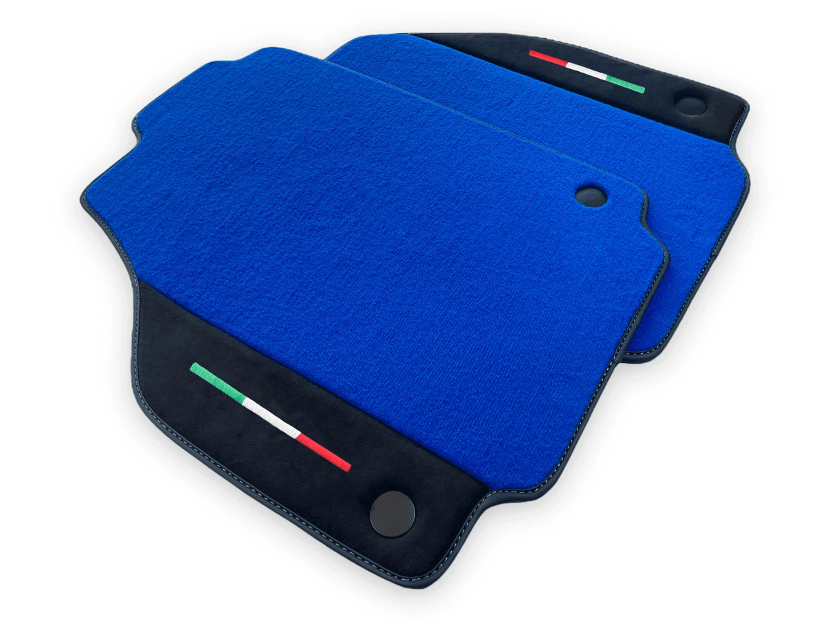 Blue Floor Mats for Ferrari 458 GT2 (2012-2015) Alcantara Leather - AutoWin