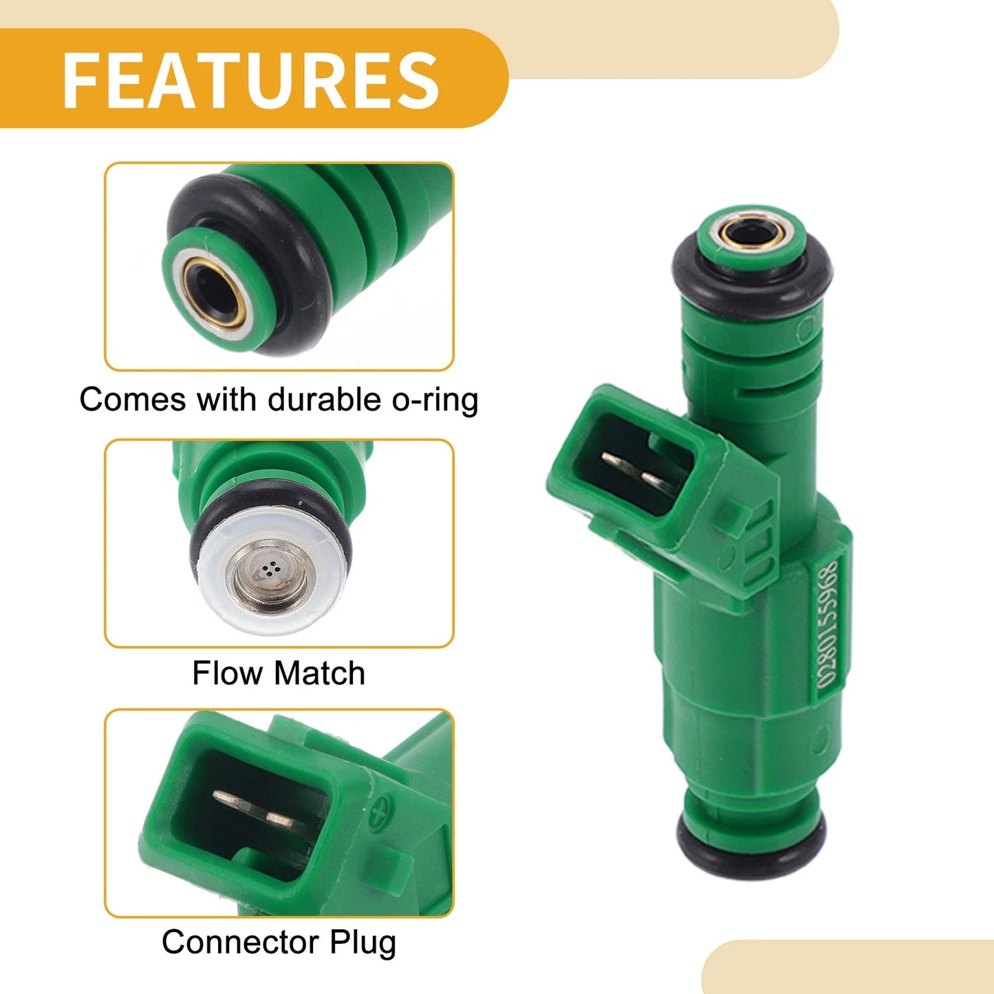 Fuel Injector No.0280155968 for Ford Mustang (2005-2010) - 1 x Fuel Nozzle