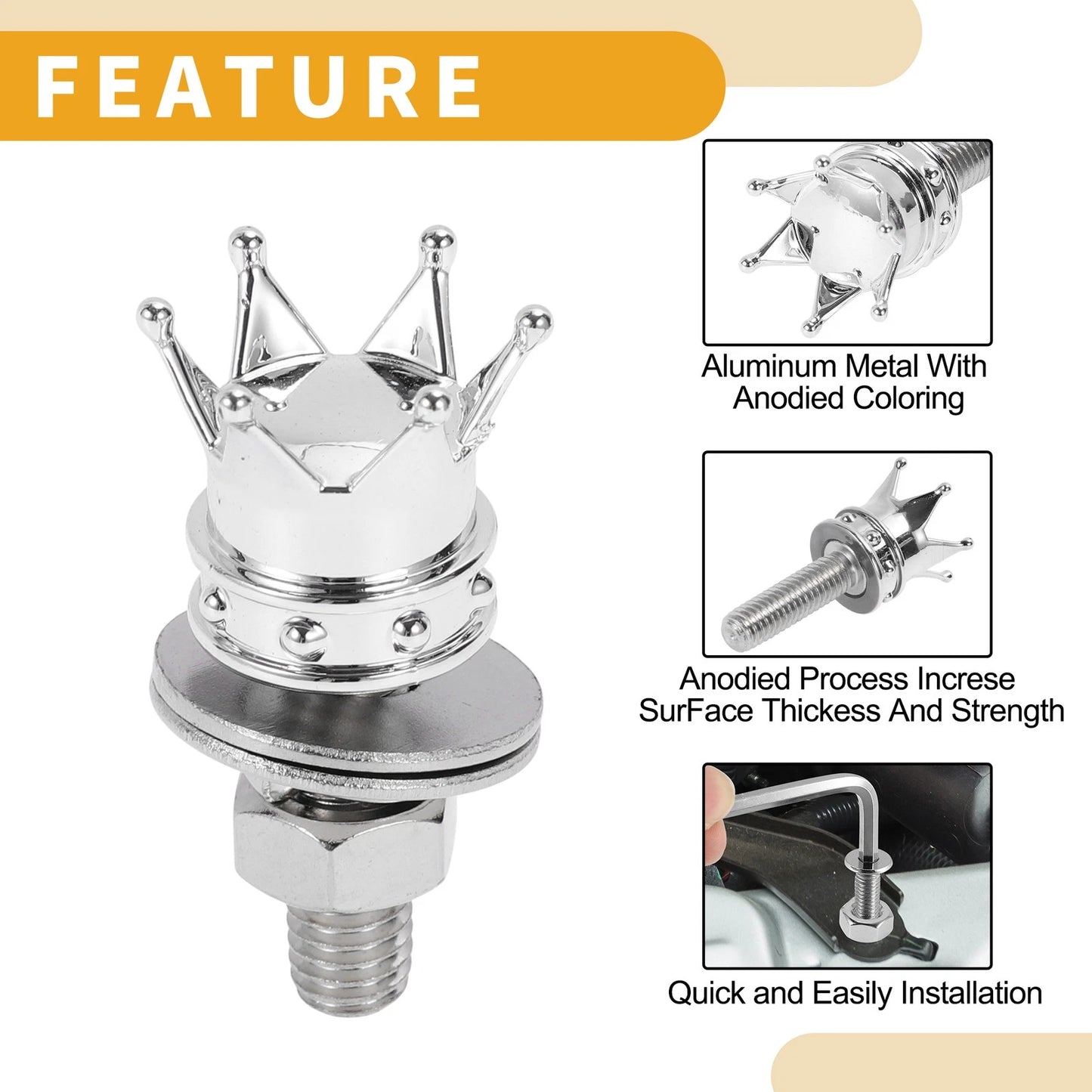 M6 / 35mm / License Plate Screws Cover 4Pcs for Universal Motorcycle
