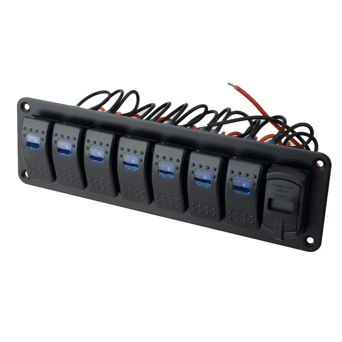 8-Gang Waterproof Circuit LED Rocker Switch Panel for Car Marine Boat