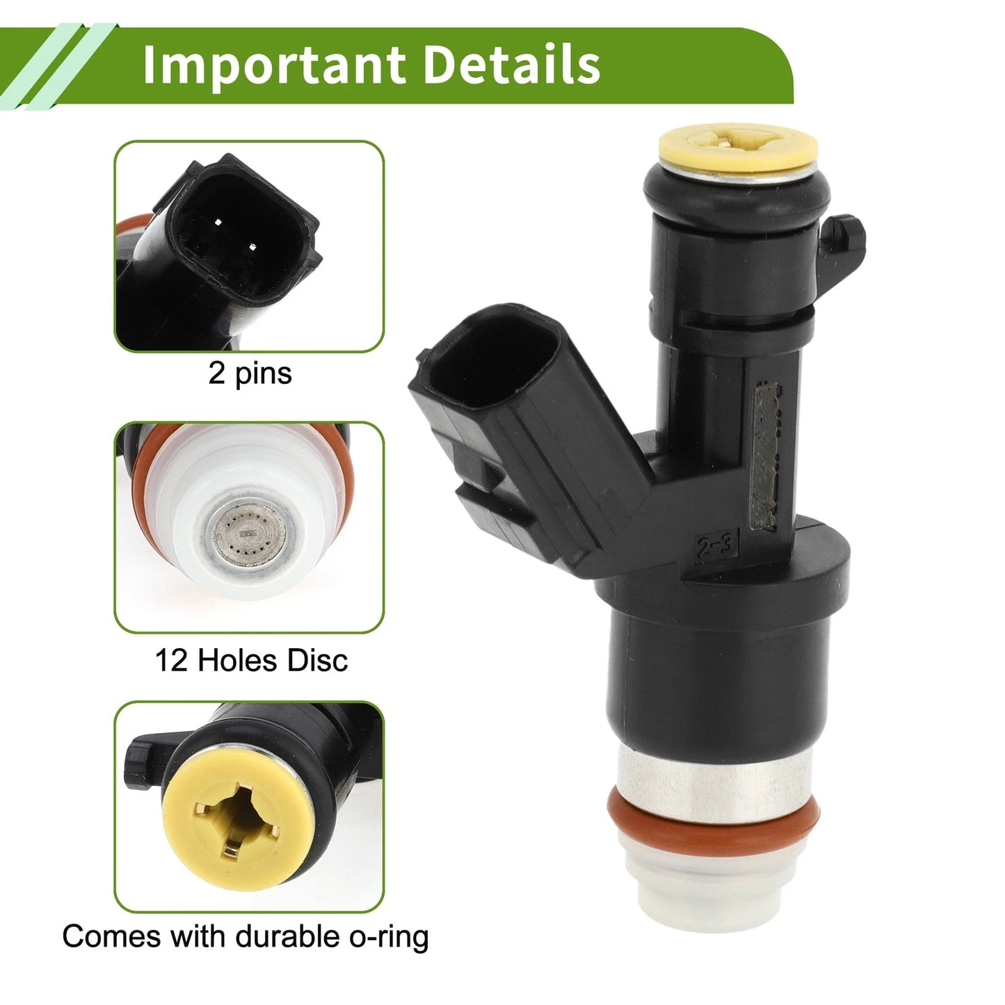 Fuel Injector for Honda Civic Si 2.4 (2012-2015) - 1 x No.16450R40A01 Black
