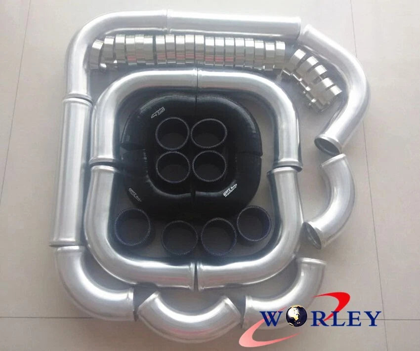 2.25" Black Aluminum Universal Intercooler Turbo Piping for Car