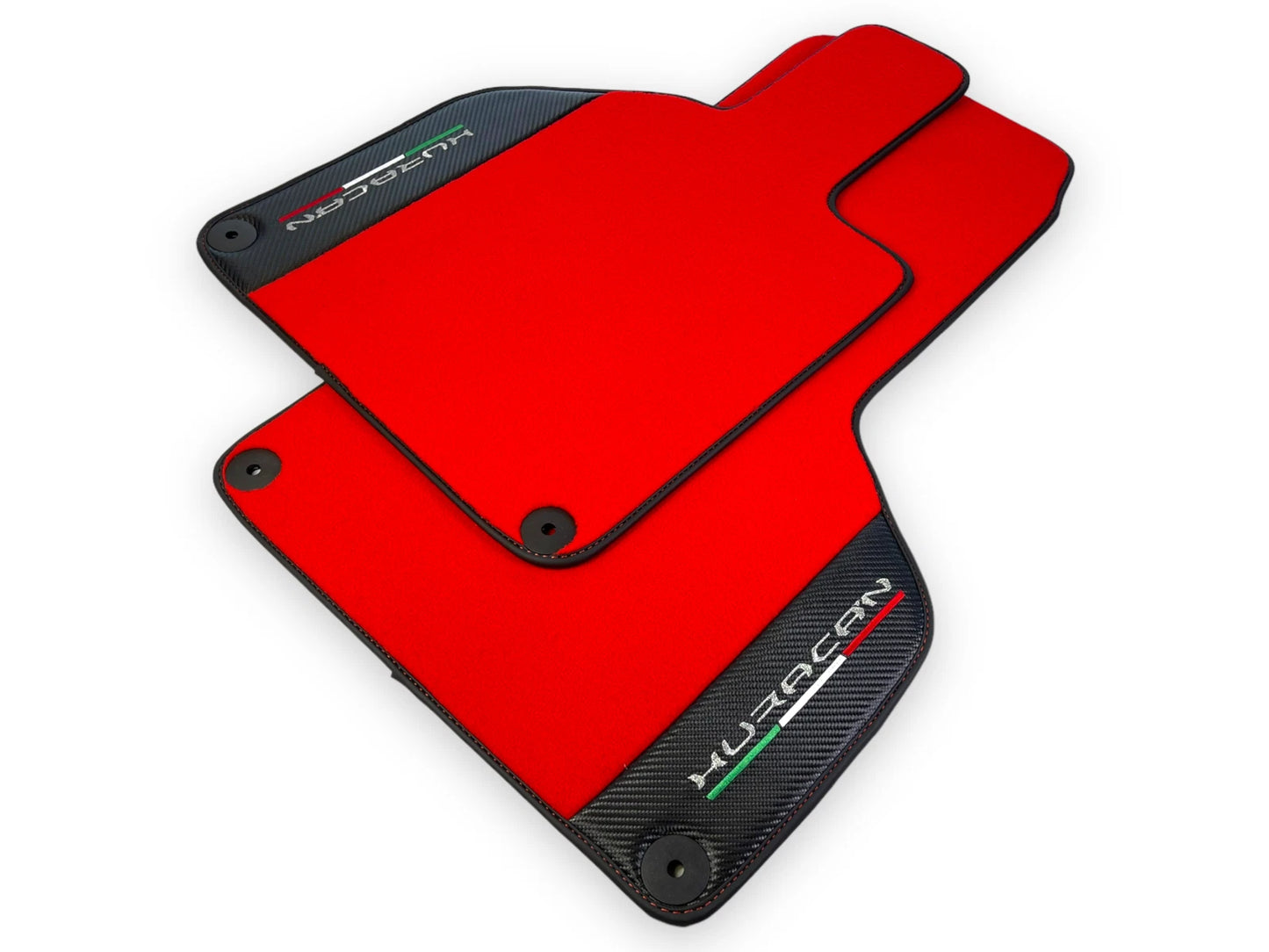 Red Floor Mats for Lamborghini Huracan (2014-2023) - Carbon Fiber Leather
