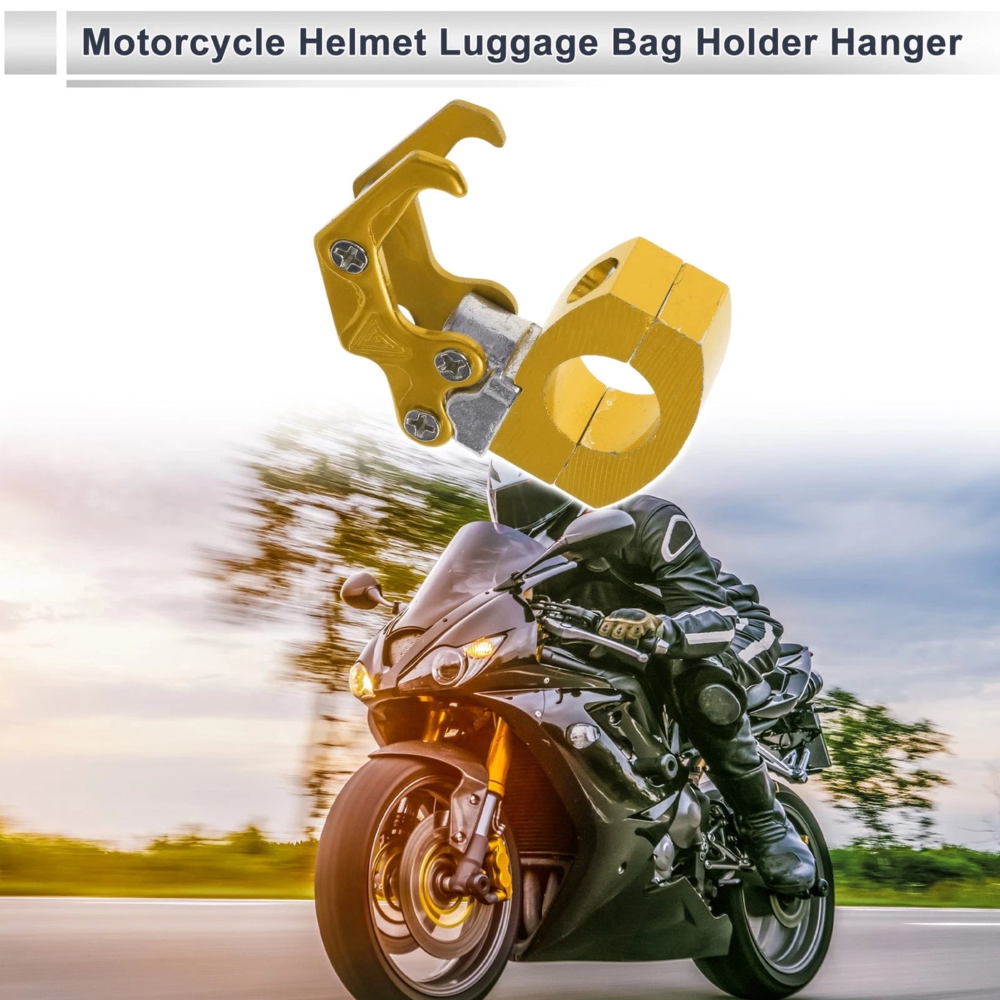 Square Fingerprint Motorcycle Hanging Hook 1 Pcs Gold Tone 72mm for Make Model