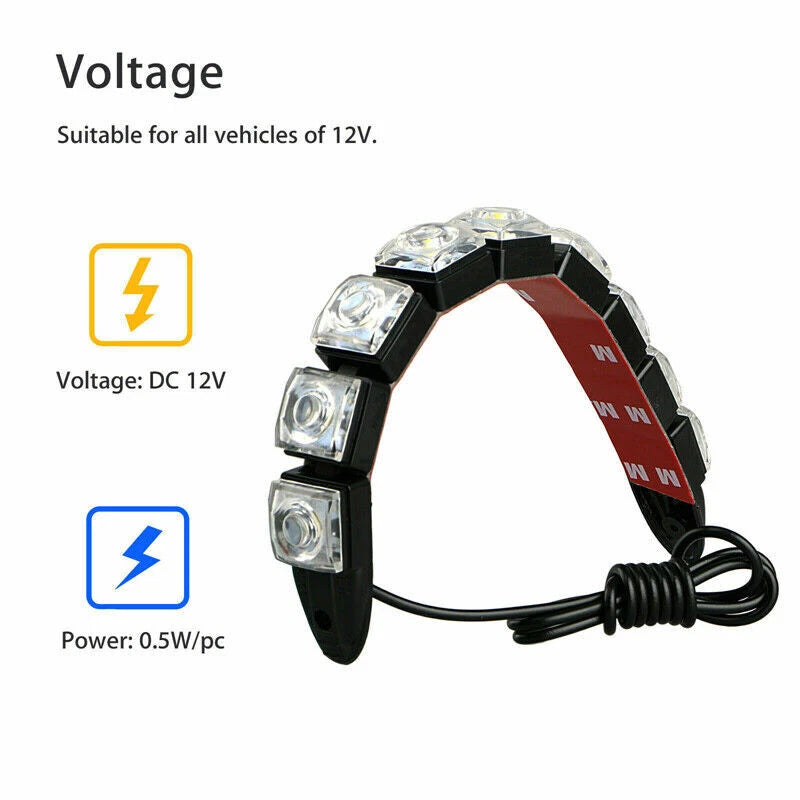 2 x 16-LED Fog Daytime Running Lights for Car DC 12V - Universal Fit