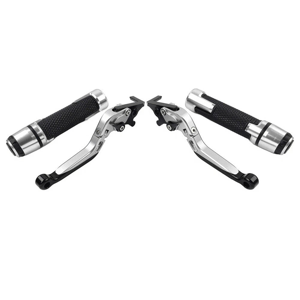 Silver Extendable Brake Clutch Lever Grip Set for Yamaha YZF R1 MT-09 (2015-2023)