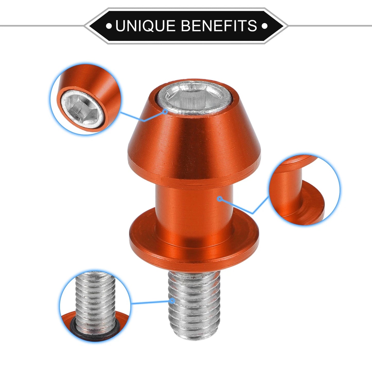 1 Pair Swingarm Spools 10mm CNC Swing Arm Sliders Stand Orange for Motorbike