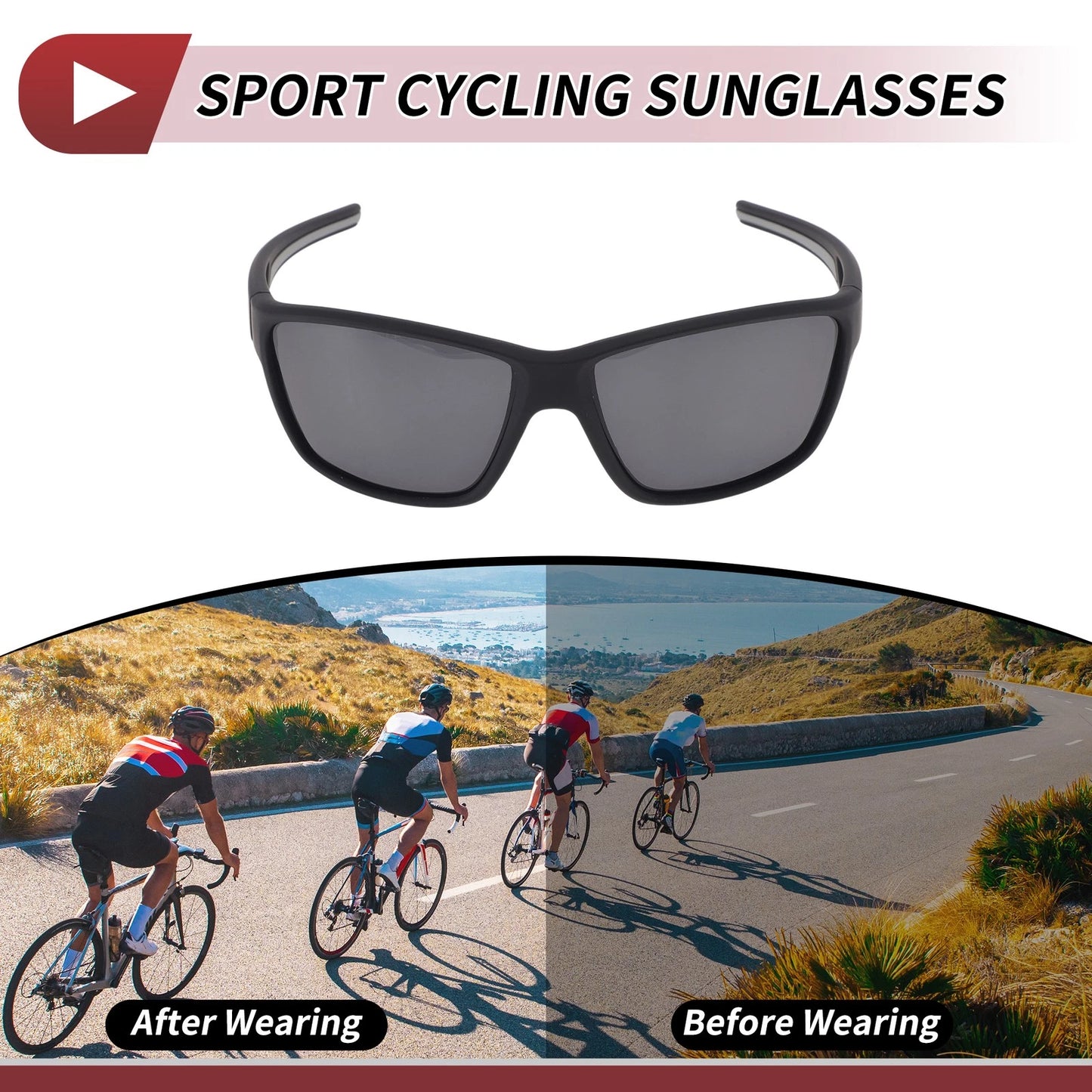 Motorcycle Riding Goggles Black Lens Black Gray Frame