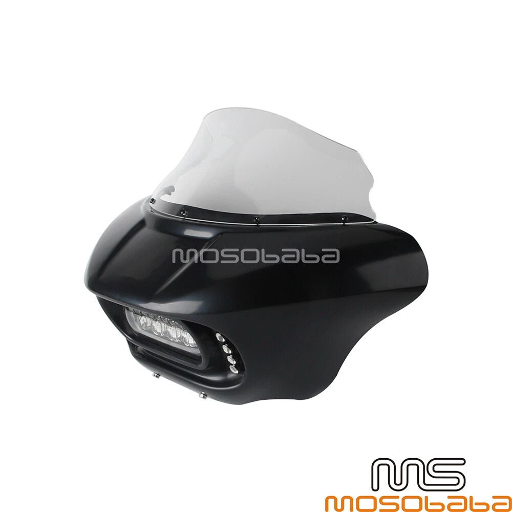 LED Headlight Fairing Windshield w/ Turn Signals for Harley Softail Fat Bob (2018-2023)