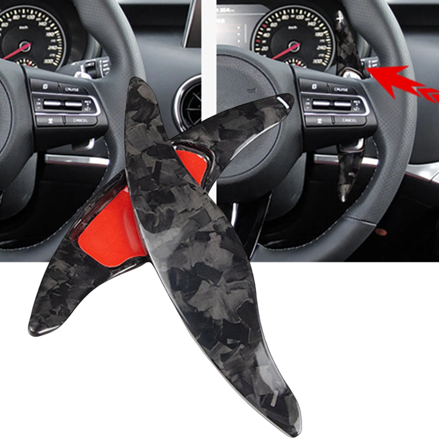 2 x Steering Wheel Shift Paddle Extensions for KIA Stinger (2018-2023)