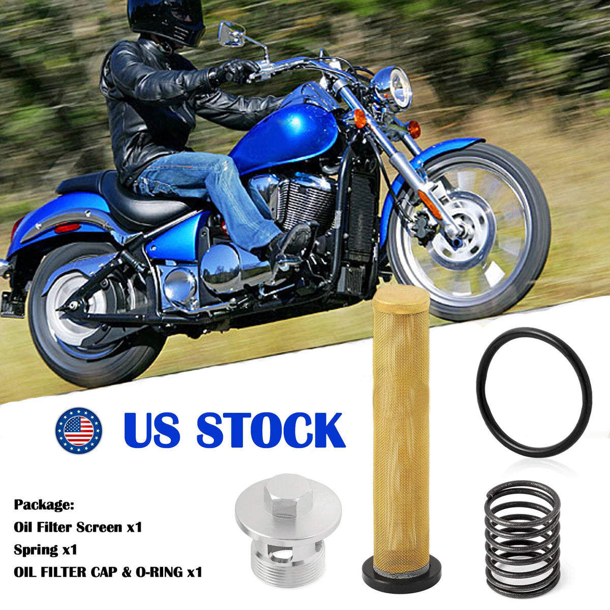 Oil Filter Screen CAP Spring for Kawasaki Vulcan 800 VN800 (1996–2006)