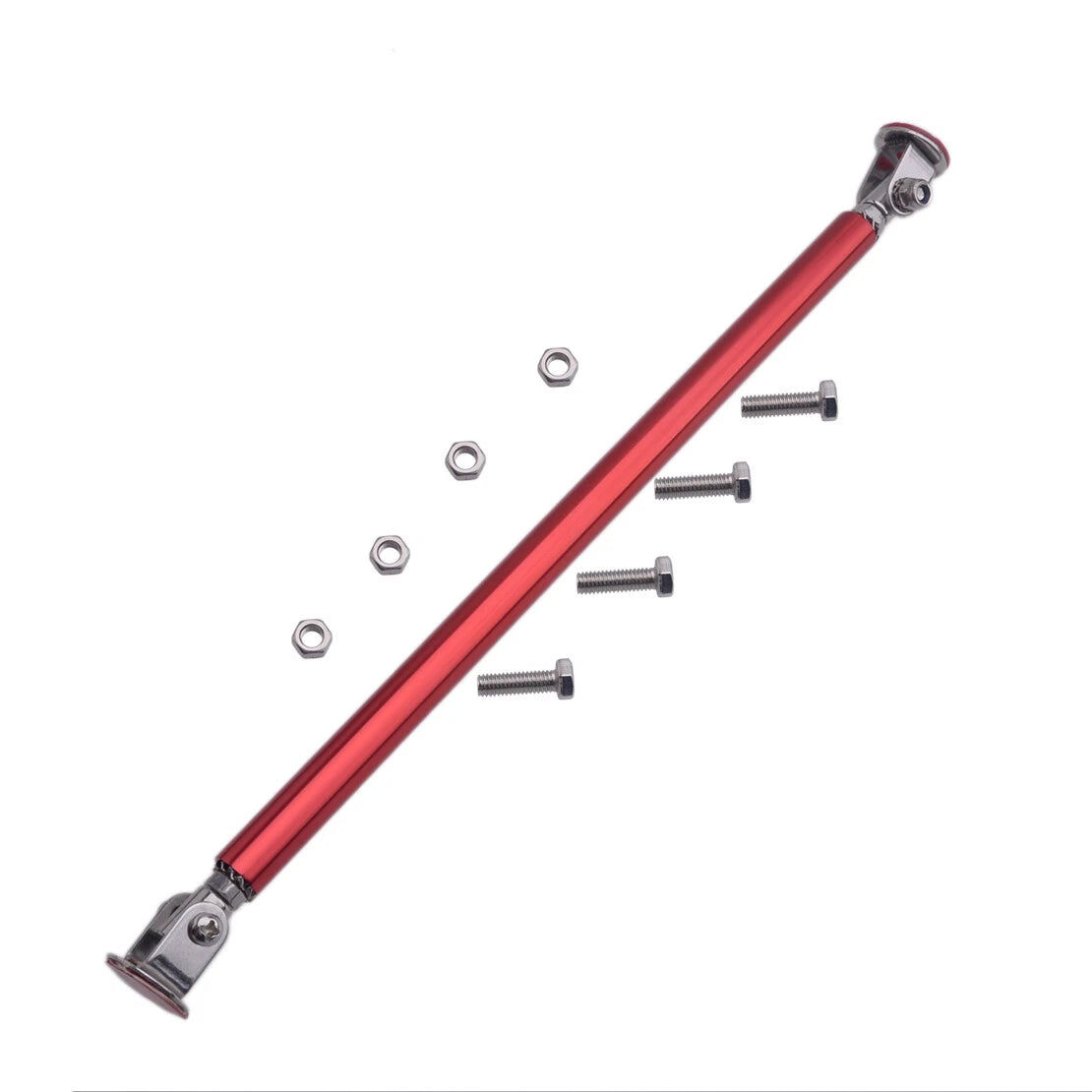 Universal Red Bumper Lip Splitter Strut Rod Support Tie Bar 8-10"