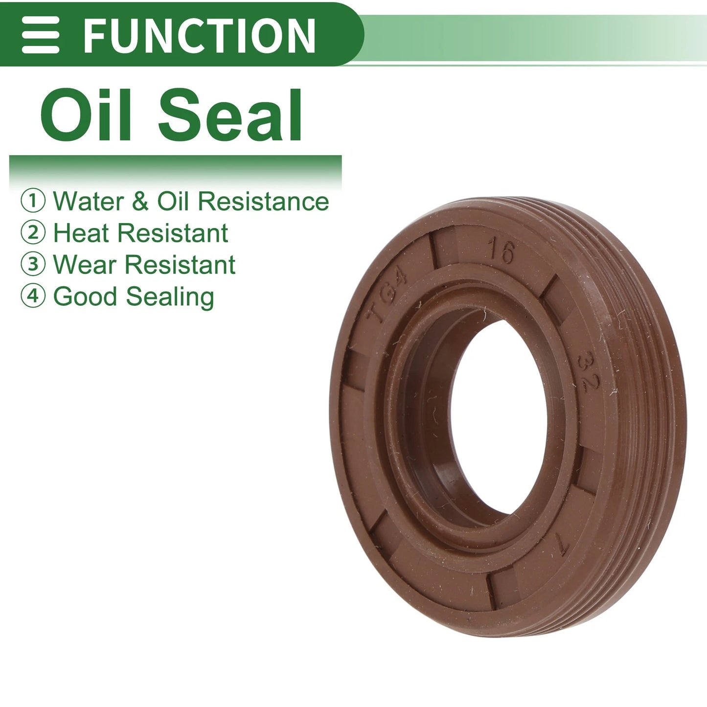 Oil Seal 16x32x7mm FKM Rubber Brown 5 Pcs for Make Model