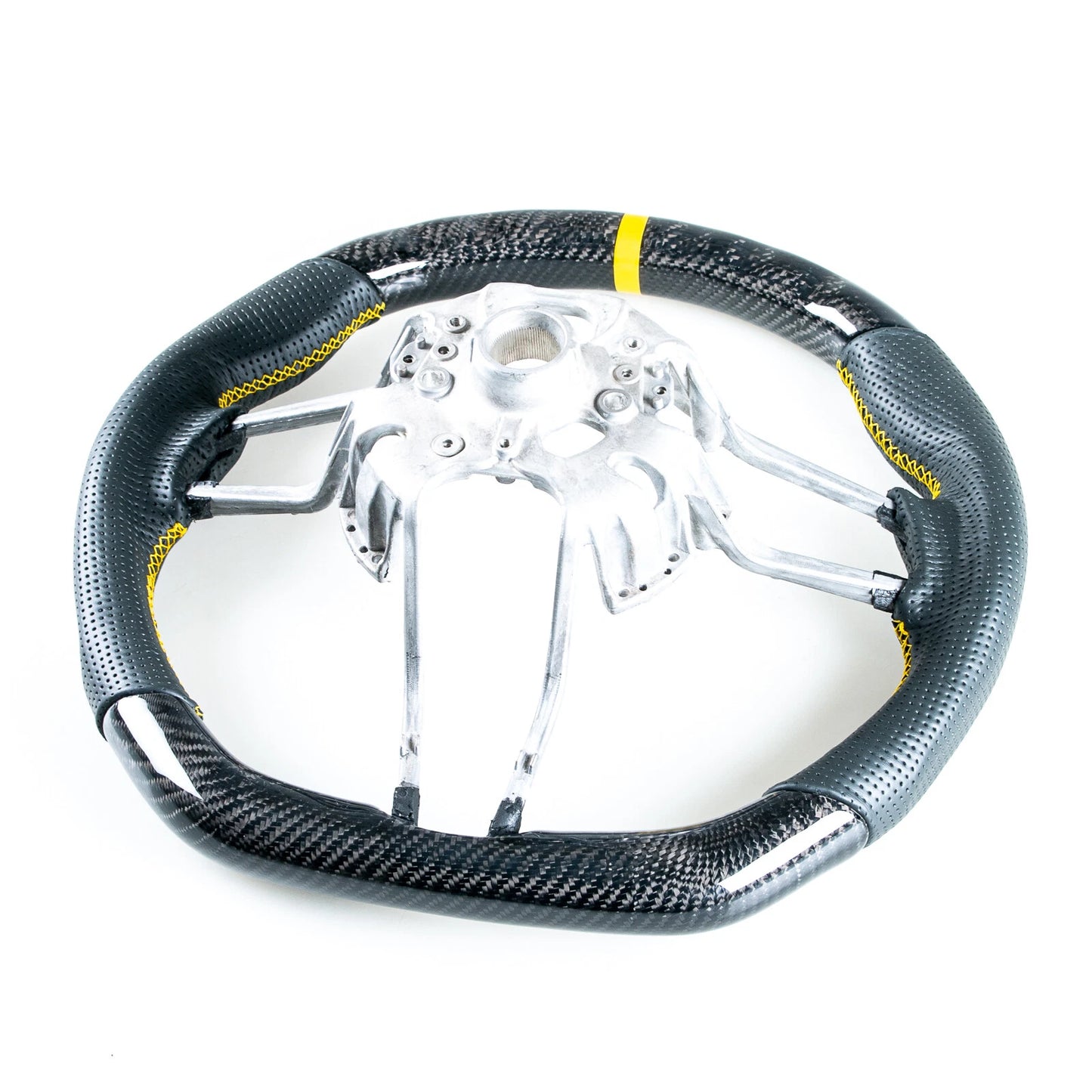 Carbon Leather Yellow Steering Wheel for Porsche 911, 718, Boxster, Cayman, Macan (2016-2023)